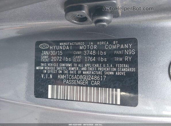KMHTC6AD8GU248617 2016 HYUNDAI VELOSTER Gray Engine compartment view