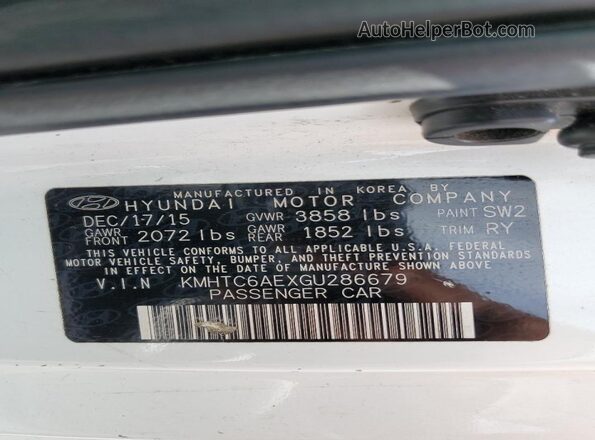 KMHTC6AEXGU286679 2016 HYUNDAI VELOSTER White Widok komory silnika