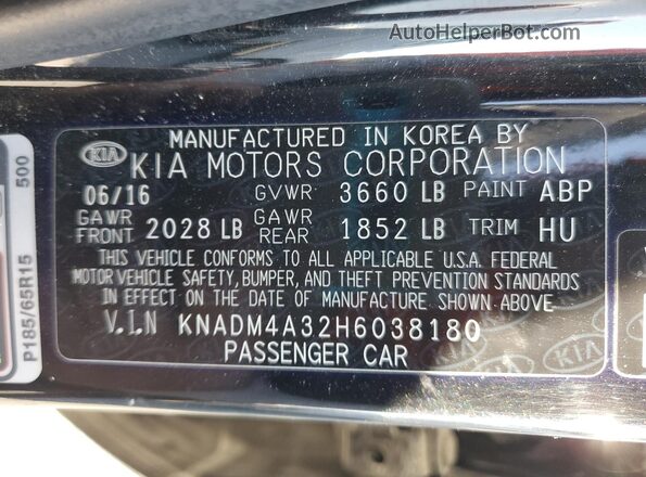KNADM4A32H6038180 2017 KIA RIO Черный Вид подкапотного пространства