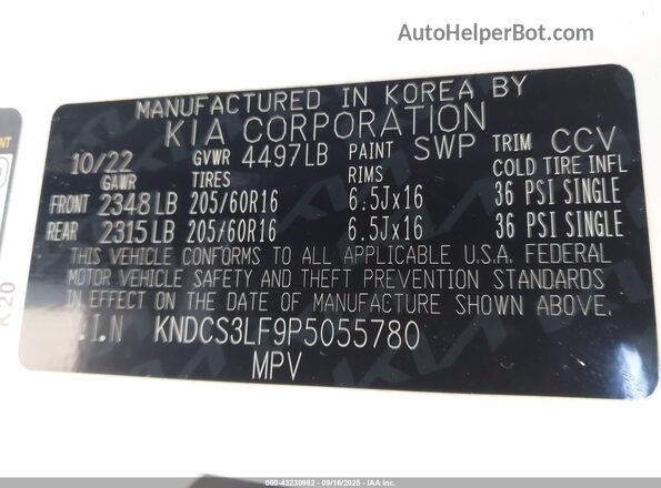 KNDCS3LF9P5055780 2023 KIA NIRO PLUG-IN HYBRID White Vista del compartimento del motor
