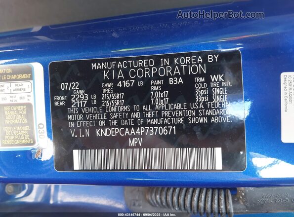 KNDEPCAA4P7370671 2023 KIA SELTOS Синий Вид подкапотного пространства