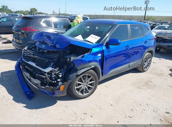 KNDEPCAA6M7212974 2021 KIA SELTOS Blue Առջևի ձախ երեք քառորդ տեսարան
