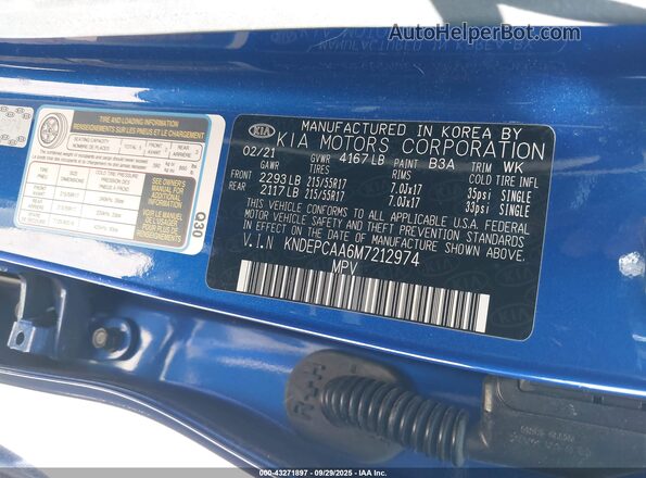 KNDEPCAA6M7212974 2021 KIA SELTOS Blue Շարժիչի բաժամունքի տեսք