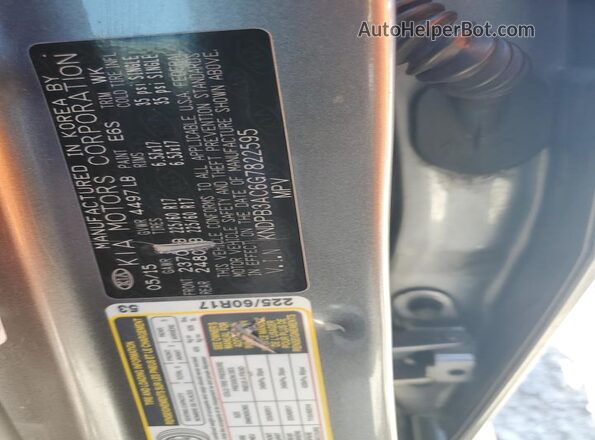 KNDPB3AC6G7822595 2016 KIA SPORTAGE Silver Widok naklejki z numerem VIN
