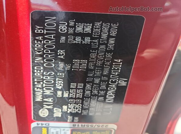KNDPN3AC3J7413114 2018 KIA SPORTAGE Maroon Панорамний вид салону 360°
