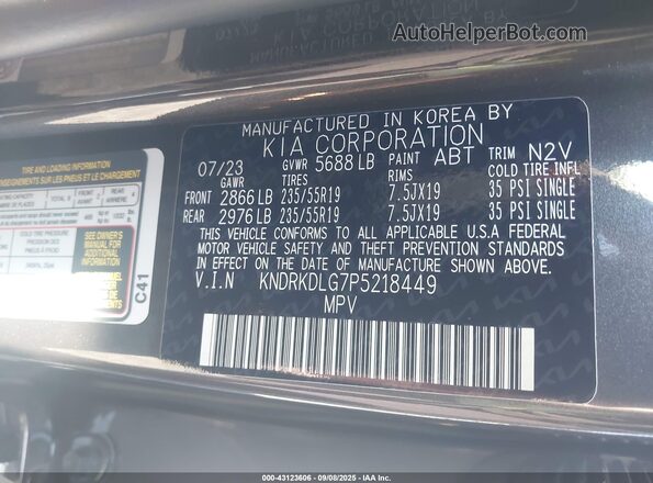 KNDRKDLG7P5218449 2023 KIA SORENTO HYBRID Black Widok komory silnika