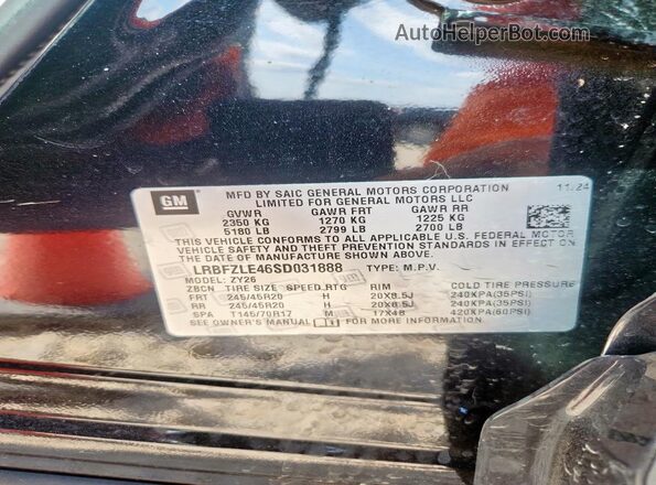 LRBFZLE46SD031888 2025 BUICK ENVISION Черный Вид наклейки с VIN-кодом