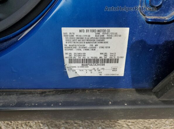 MAJ6P1UL7JC244184 2018 FORD ECOSPORT Синий Вид подкапотного пространства