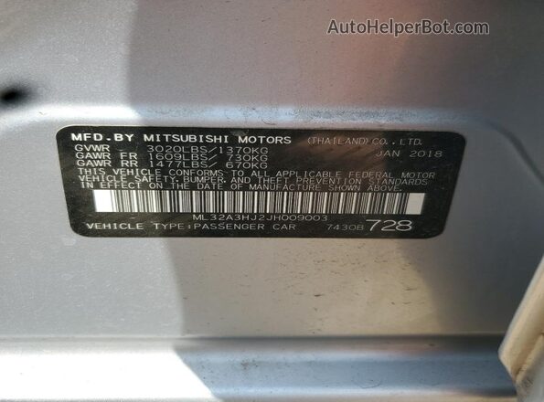 ML32A3HJ2JH009003 2018 MITSUBISHI MIRAGE Серебряный Вид подкапотного пространства