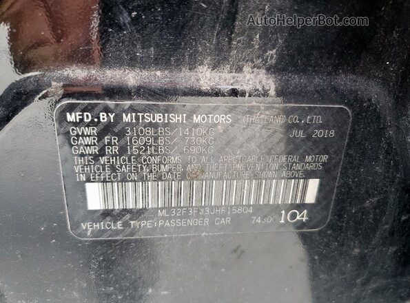 ML32F3FJ3JHF15804 2018 MITSUBISHI MIRAGE Black ძრავის განყოფილების ხედი