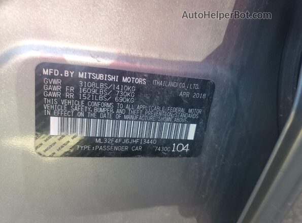 ML32F4FJ6JHF13440 2018 MITSUBISHI MIRAGE Gray სალონის 360-გრადუსიანი ხედი