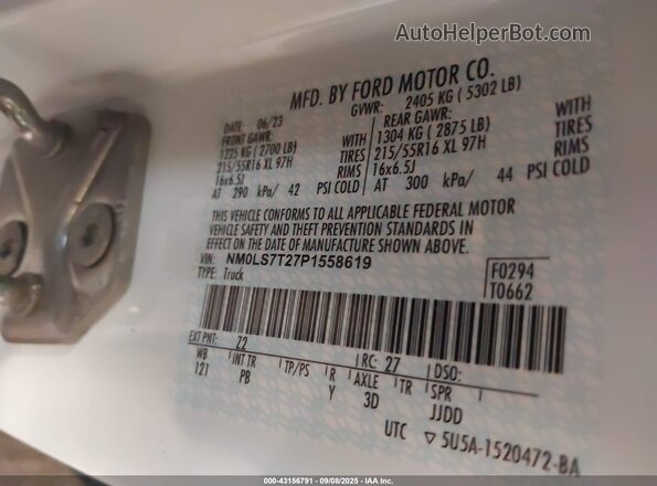 NM0LS7T27P1558619 2023 FORD TRANSIT CONNECT Blue Widok komory silnika