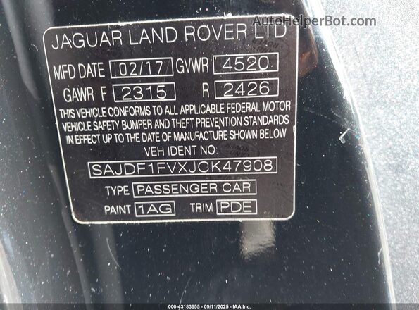 SAJDF1FVXJCK47908 2018 JAGUAR F-TYPE Черный Вид подкапотного пространства
