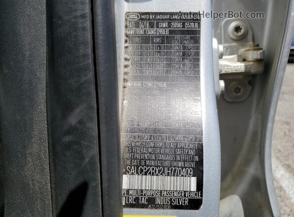 SALCP2RX2JH770409 2018 LAND ROVER DISCOVERY Silver Widok wnętrza 360 stopni