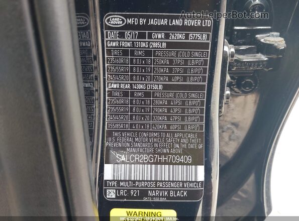 SALCR2BG7HH709409 2017 LAND ROVER DISCOVERY SPORT Черный Вид подкапотного пространства