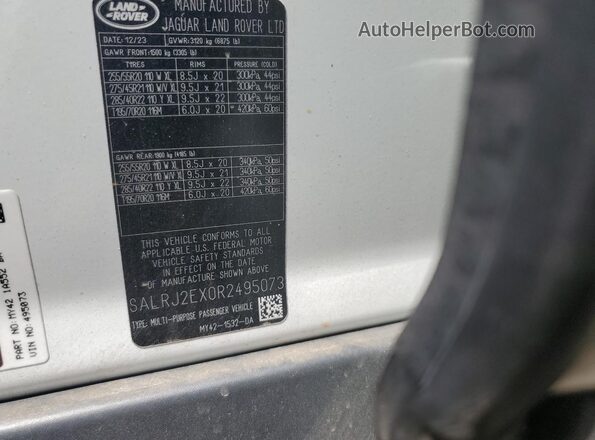 SALRJ2EX0R2495073 2024 LAND ROVER DISCOVERY White Widok naklejki z numerem VIN