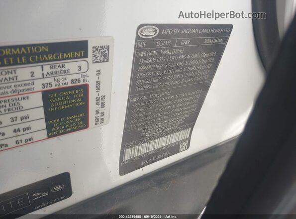SALWR2RVXJA806152 2018 LAND ROVER RANGE ROVER SPORT White Widok komory silnika