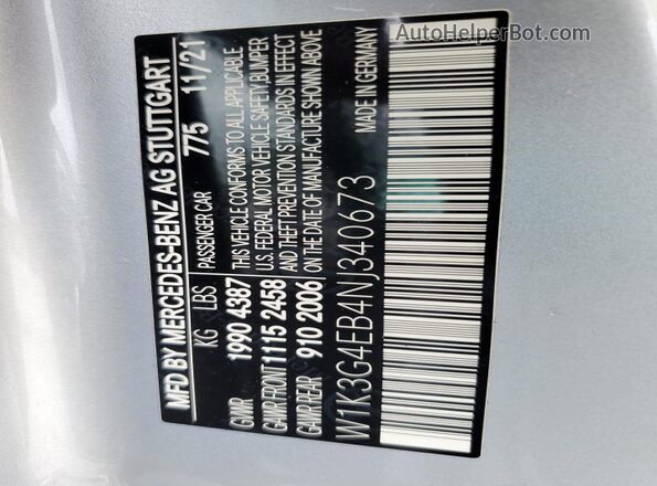 W1K3G4EB4NJ340673 2022 MERCEDES-BENZ A Silver ძრავის განყოფილების ხედი
