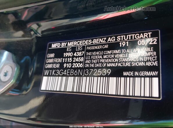 W1K3G4EB6NJ372539 2022 MERCEDES-BENZ A 220 Черный Вид подкапотного пространства