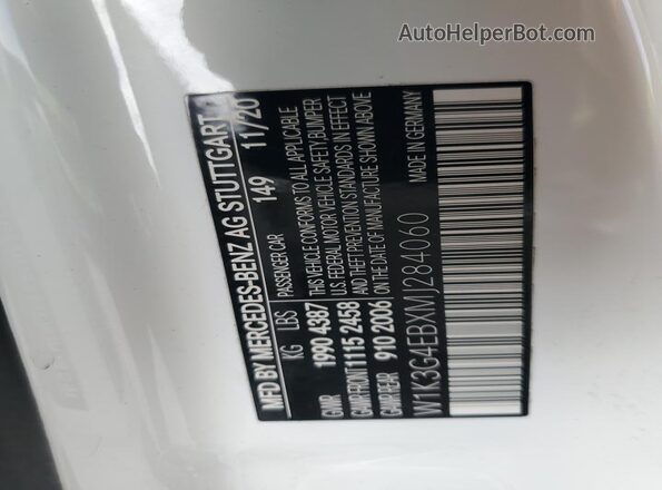 W1K3G4EBXMJ284060 2021 MERCEDES-BENZ A White ძრავის განყოფილების ხედი
