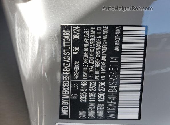 W1KAF4HB4SR245114 2025 MERCEDES-BENZ C Gray Widok naklejki z numerem VIN