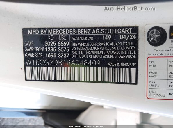 W1KCG2DB1RA048409 2024 MERCEDES-BENZ EQS 450+ White Widok komory silnika