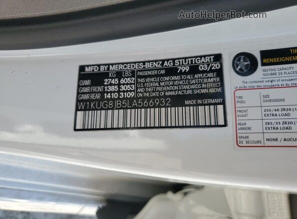 W1KUG8JB5LA566932 2020 MERCEDES-BENZ S White Widok komory silnika
