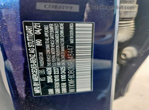 W1KWF8DB0MR648447 2021 MERCEDES-BENZ C Blue Вид підкапотного простору