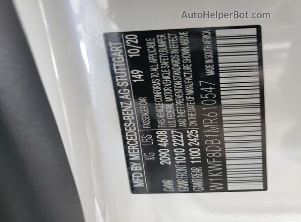 W1KWF8DB1MR610547 2021 MERCEDES-BENZ C White Вид підкапотного простору