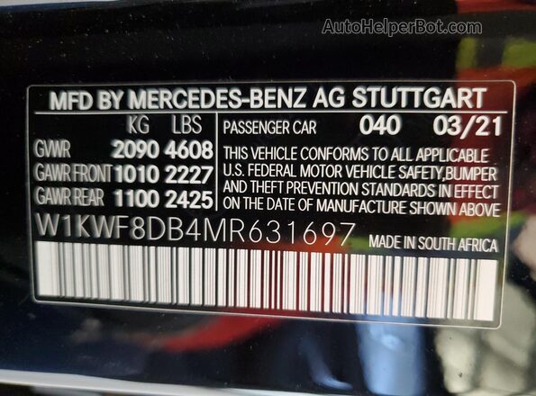 W1KWF8DB4MR631697 2021 MERCEDES-BENZ C Black VIN կոդի պիտակի տեսք