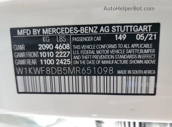 W1KWF8DB5MR651098 2021 MERCEDES-BENZ C White ძრავის განყოფილების ხედი