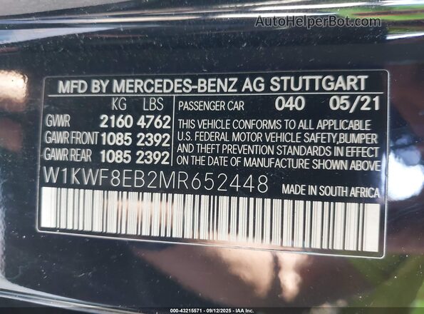 W1KWF8EB2MR652448 2021 MERCEDES-BENZ C-CLASS Черный Вид подкапотного пространства