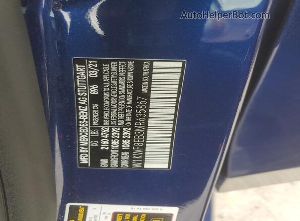 W1KWF8EB3MR635867 2021 MERCEDES-BENZ C Blue ძრავის განყოფილების ხედი