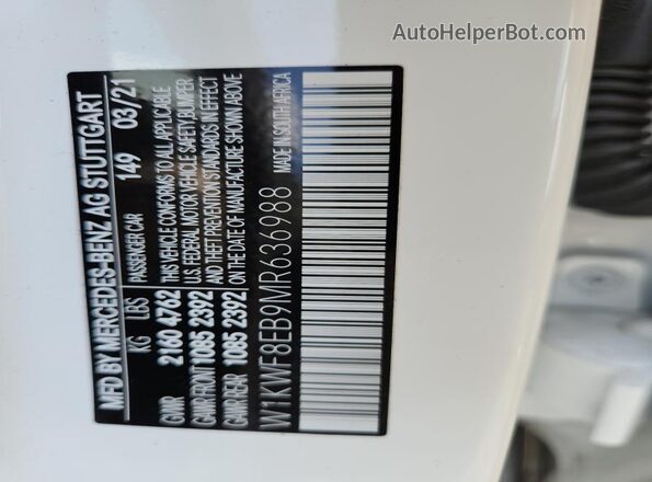 W1KWF8EB9MR636988 2021 MERCEDES-BENZ C White Շարժիչի բաժամունքի տեսք
