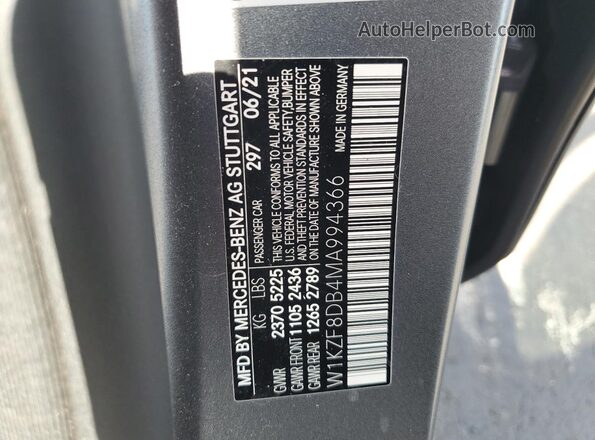 W1KZF8DB4MA994366 2021 MERCEDES-BENZ E Gray Вид підкапотного простору