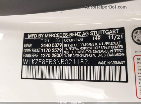 W1KZF8EB3NB021182 2022 MERCEDES-BENZ E Белый Вид подкапотного пространства