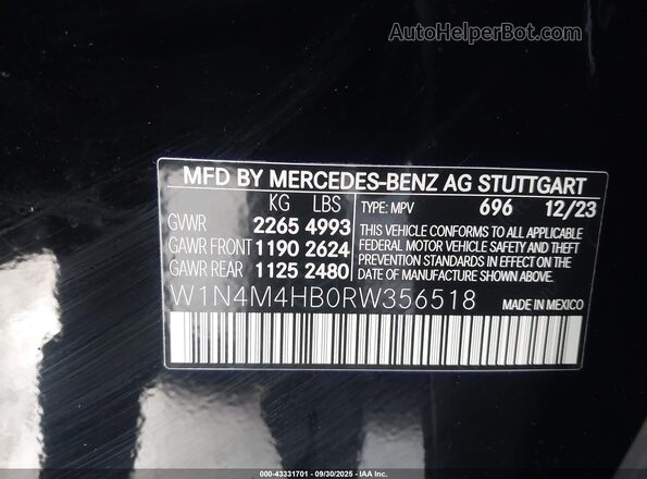 W1N4M4HB0RW356518 2024 MERCEDES-BENZ GLB-CLASS Черный Вид подкапотного пространства
