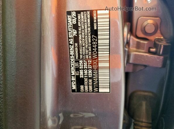 W1N4M4HBXLW044827 2020 MERCEDES-BENZ GLB-CLASS Gray Vista de la etiqueta del VIN