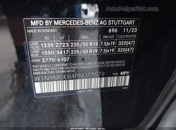 W1N9M0KB4PN073579 2023 MERCEDES-BENZ EQB Black Engine compartment view