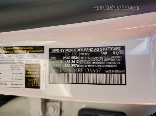 W1NKM4HB4RF134667 2024 MERCEDES-BENZ GLC-CLASS White Widok naklejki z numerem VIN