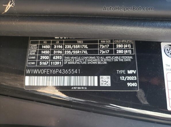 W1WV0FEY6P4365541 2023 MERCEDES-BENZ METRIS Black VIN sticker view