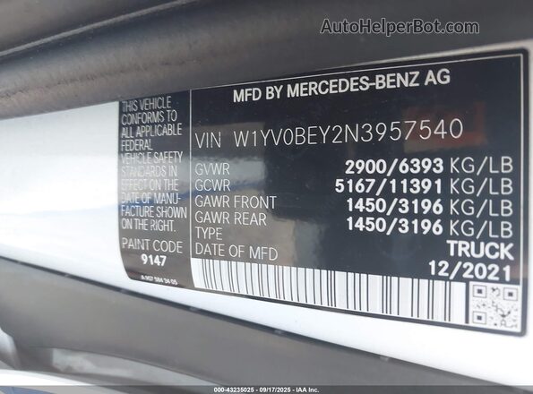 W1YV0BEY2N3957540 2022 MERCEDES-BENZ METRIS Белый Вид подкапотного пространства