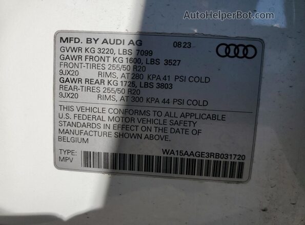 WA15AAGE3RB031720 2024 AUDI Q8 White ძრავის განყოფილების ხედი