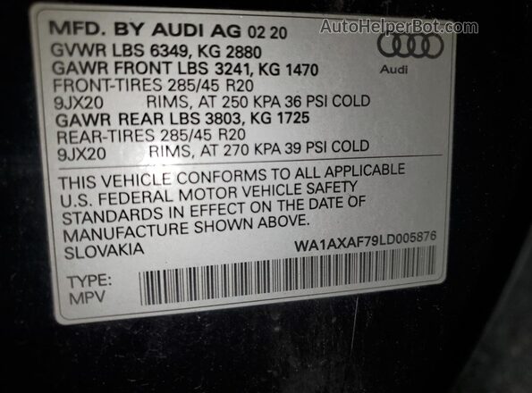 WA1AXAF79LD005876 2020 AUDI Q7 Черный Панорамный вид салона 360°