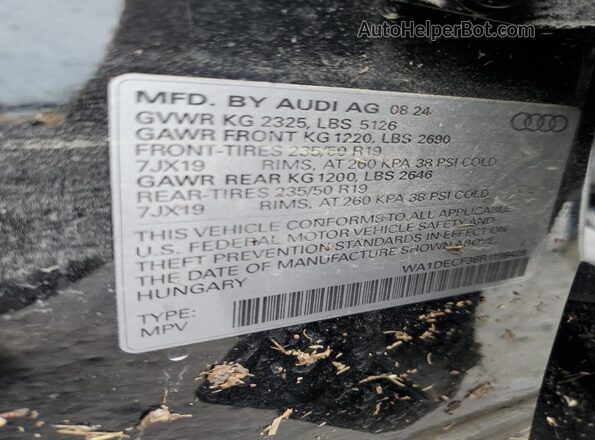 WA1DECF36R1198428 2024 AUDI Q3 Черный Вид наклейки с VIN-кодом