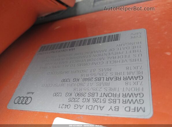 WA1DECF37M1131247 2021 AUDI Q3 Оранжевый Вид подкапотного пространства