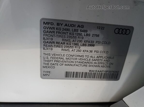WA1EAAFY8P2076242 2023 AUDI Q5 Белый Вид подкапотного пространства