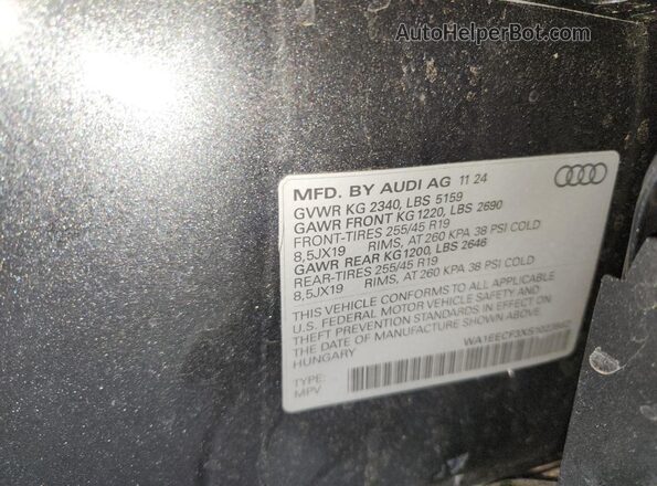 WA1EECF3XS1023562 2025 AUDI Q3 Серый Вид наклейки с VIN-кодом