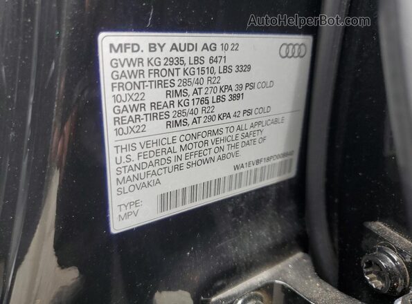 WA1EVBF18PD008640 2023 AUDI Q8 Черный Вид наклейки с VIN-кодом