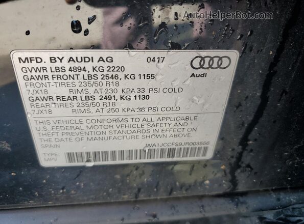 WA1JCCFS9JR003556 2018 AUDI Q3 Черный Панорамный вид салона 360°